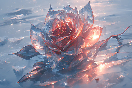 冰雪点燃的冰玫瑰图片