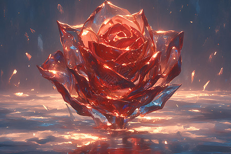 红色的冰玫瑰高清图片