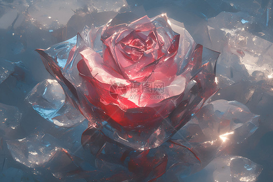 晶莹剔透的冰雪玫瑰图片
