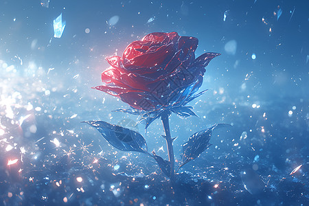 冰花红玫瑰图片