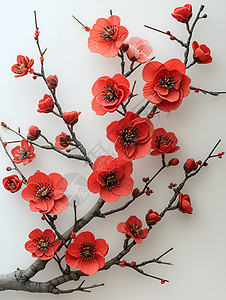刺绣红梅背景图片