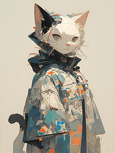 猫咪穿着时尚大衣图片