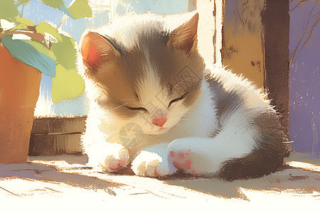 阳光房间里的英短小猫图片