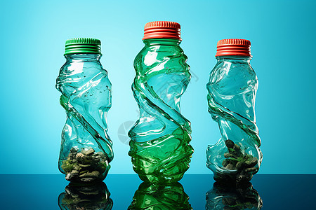 三个装有水的玻璃空瓶子图片