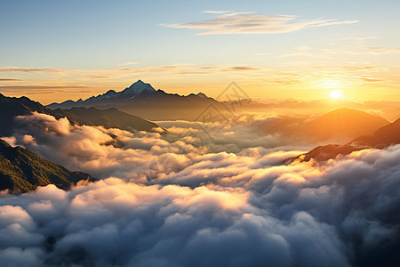 山脉天空日出云海山脉背景