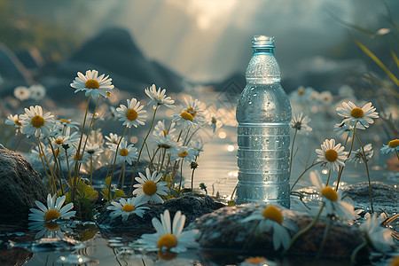 户外湖面的水瓶图片