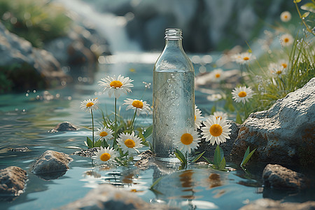 水墨石头泉水旁的石头背景