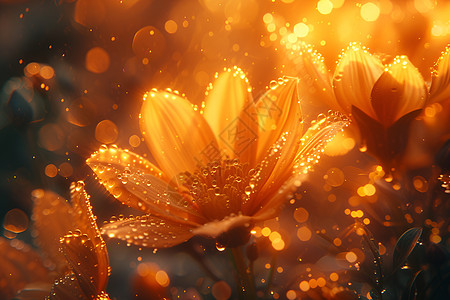 金光照耀的花朵背景图片