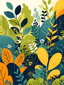 扁平植物插图背景图片