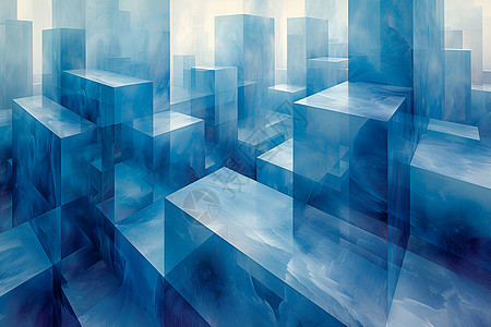 蓝色城市幻景背景图片