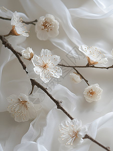 优雅的白色梅花刺绣图片