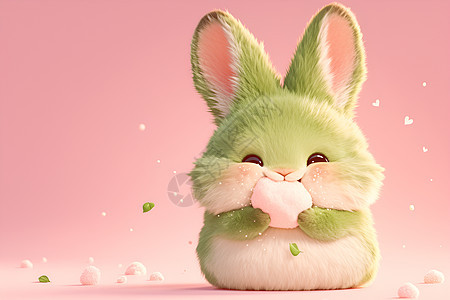 微笑的绿色兔子图片