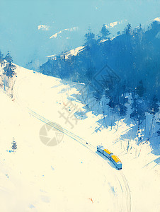 雪地中行驶的列车图片