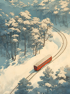 冬季森林中的列车图片