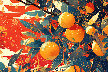 水果插画成熟的插画橙子插画