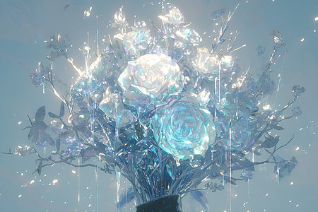 背景中美丽的冰玫瑰图片