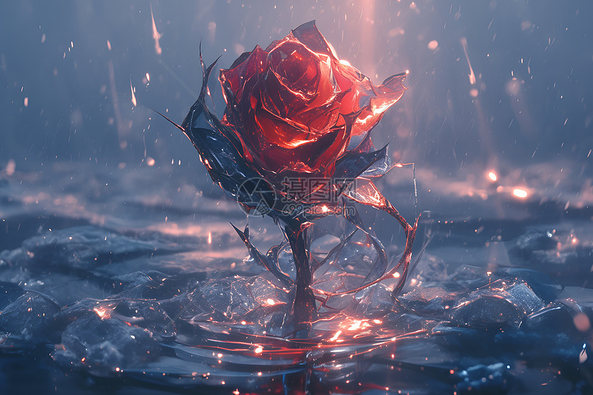 美丽的冰火玫瑰图片