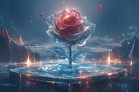 设计的冰火玫瑰花图片