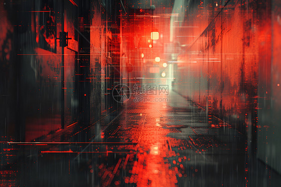 巷子的红光图片