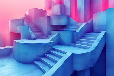 粉蓝色螺旋阶梯背景图片
