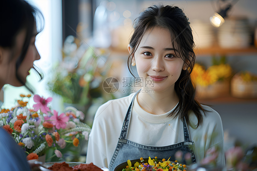 花店里的女孩图片