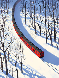 铁轨上的红色火车图片