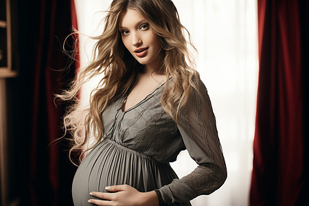 室内怀孕的女士图片