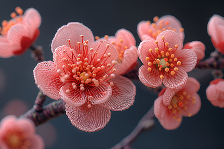 粉红色的刺绣梅花图片