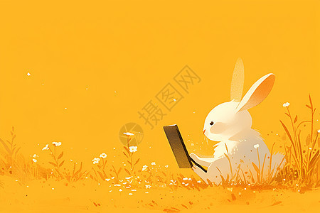兔子仰天阅读图片