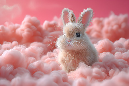 粉色棉花糖小兔子图片