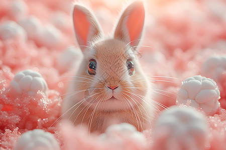 棉花里的小兔子图片