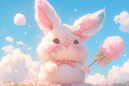 棉花糖兔兔图片