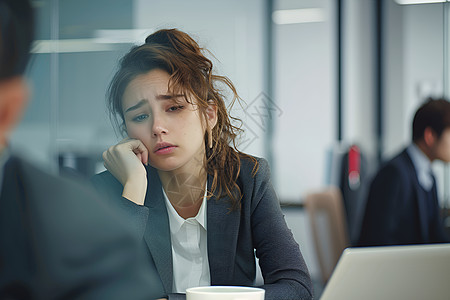 与男士谈判的商务女性高清图片