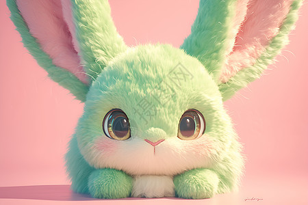 长耳朵绿兔子图片