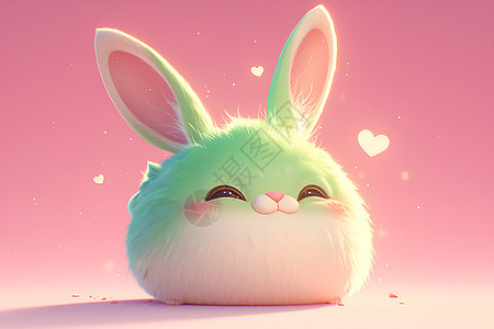 爱心绿色小兔子图片