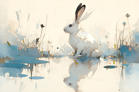 水边的兔子图片