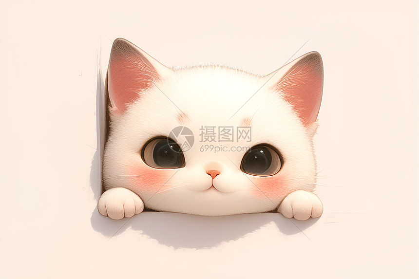 墙角的可爱猫咪图片