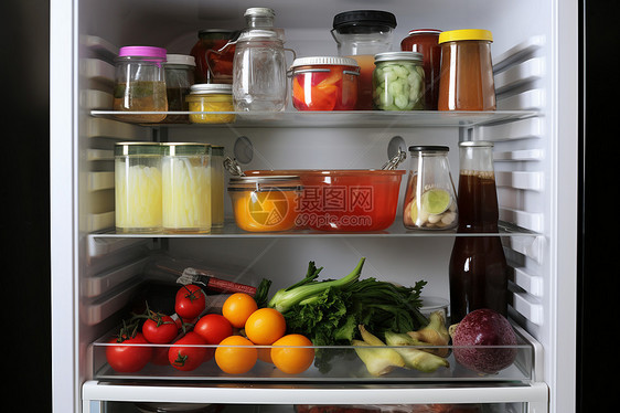 丰盛的冰箱食物图片
