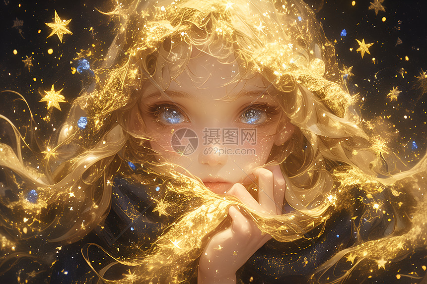 星空中的梦幻少女图片