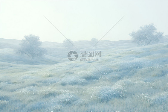 草原上壮观的浓雾图片
