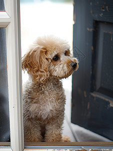 门口的可爱狗狗图片