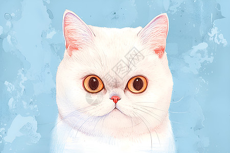 梦幻白猫绘画图片