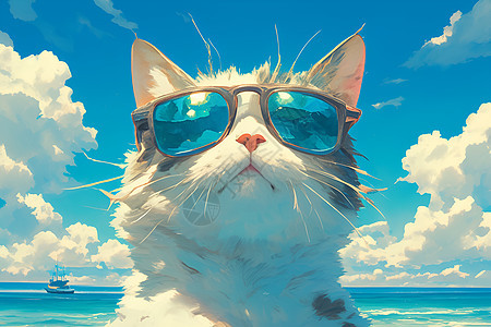沐浴阳光的猫图片