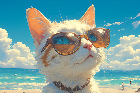 戴着太阳镜的猫咪图片