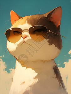 戴着太阳镜的猫图片
