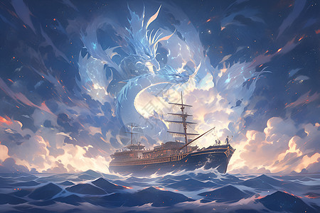海洋上航行的船背景图片