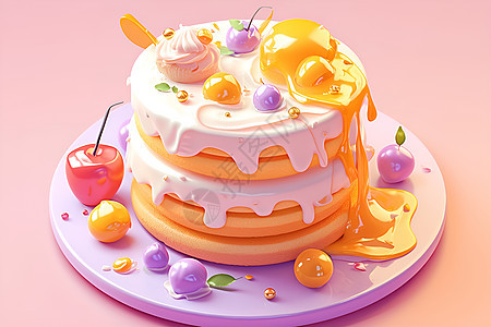梦幻蛋糕插画图片