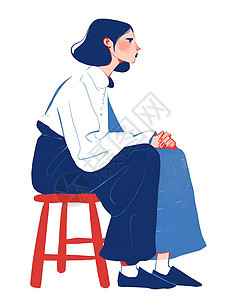 女人坐在凳子上图片