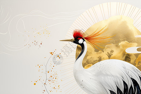 美丽的红冠丹顶鹤背景图片