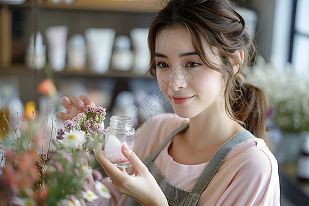 花店里工作的小姐姐高清图片